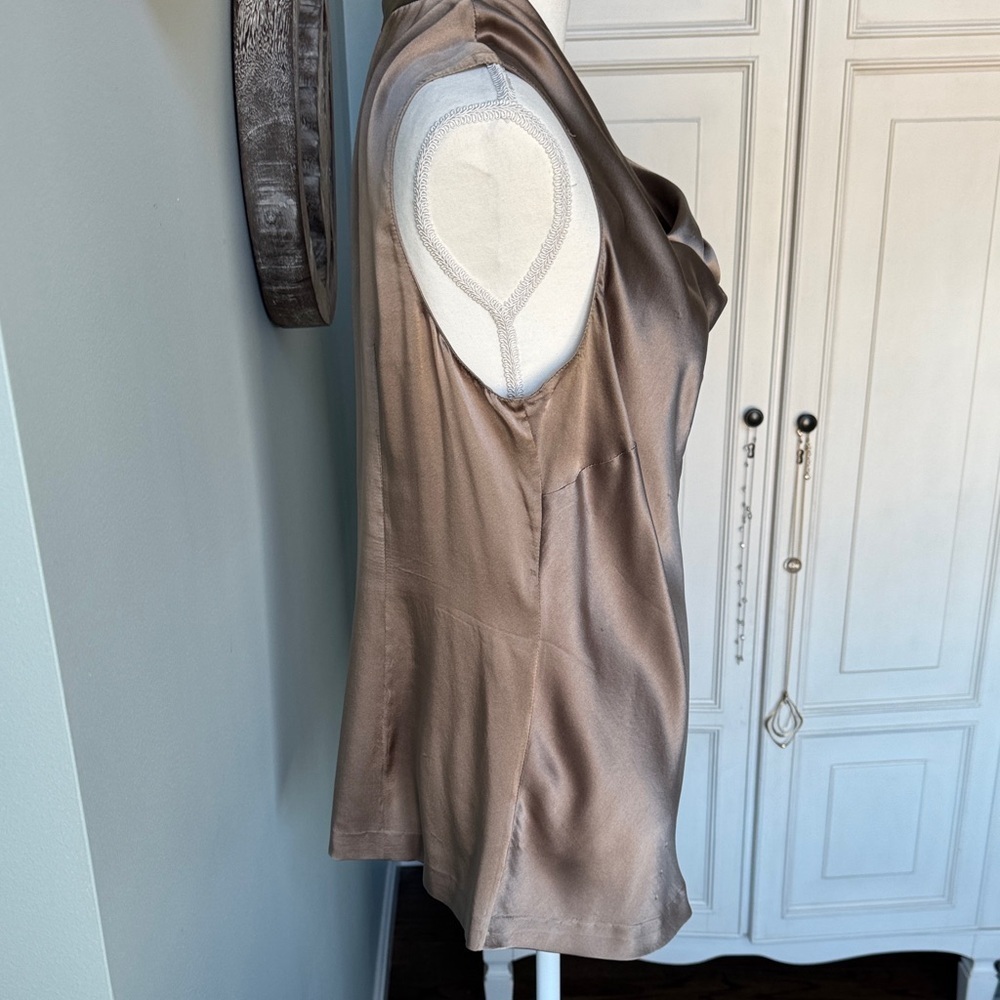 Classiques Entier  Silk Satin Bronze Sleeveless Blouse. Size XL - Picture 3 of 8
